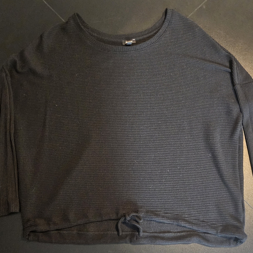Express Charcoal Ribbed Long Sleeve Top